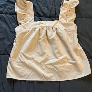 Women's Cream Ruffle Strap Top